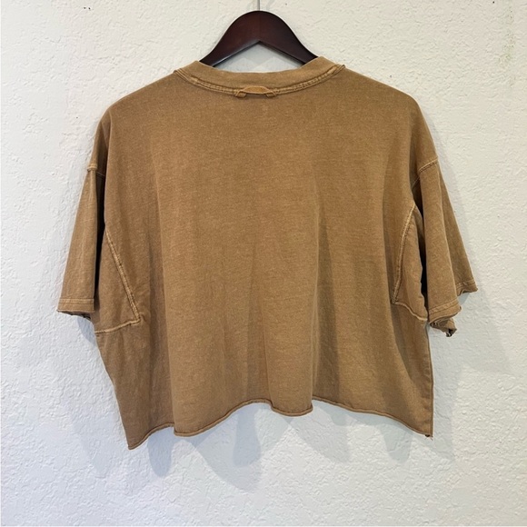 Free People FP Movement Tan Women's Top cropped boxy size large trendy - Picture 2 of 8